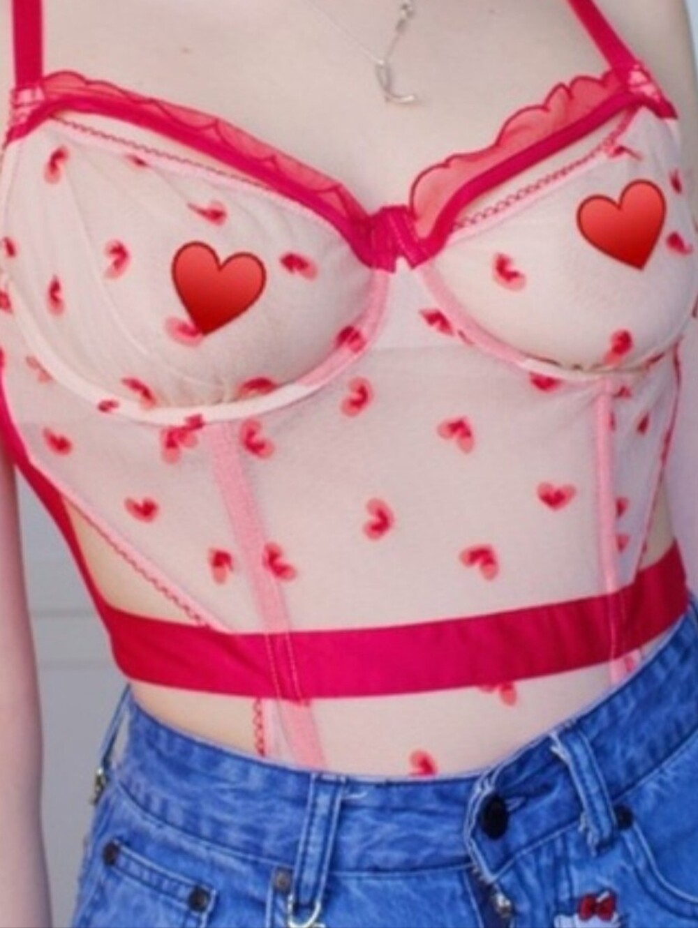 Victoria's Secret Pink Heart-Print Bustier Crop Top